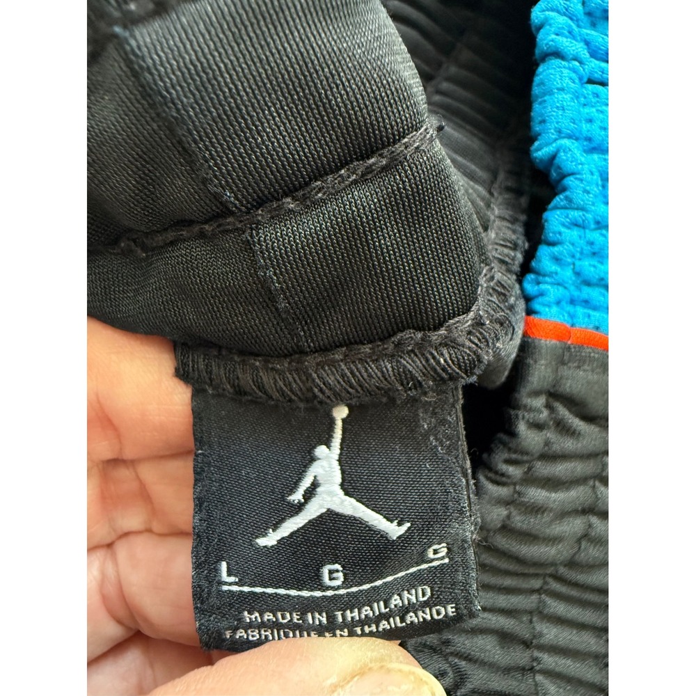 Air Jordan Basketball Shorts Men's Large Blue Black Orange Mesh Athletic  13" - Picture 5 of 13